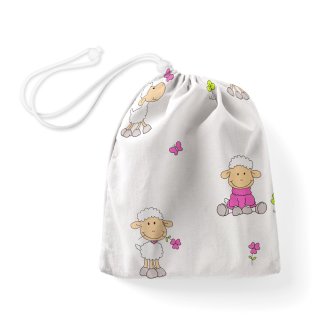 Bavlnený vak/vrecko na prezuvky Sandra SA-728 Veselé ovečky na bielom - Biante.sk