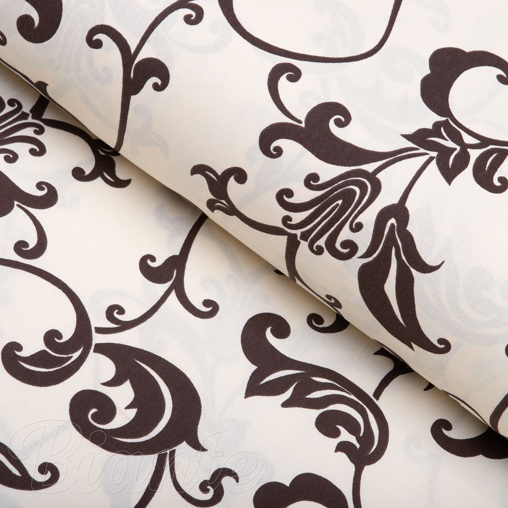 Bavlněná látka/plátno Sandra SA-231 Hnědé ornamenty na krémovém - šířka 160 cm - Biante.cz
