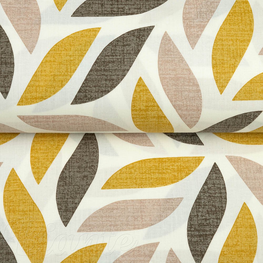 Bavlněná látka/plátno Sandra SA-423 Zlato-hnědé listy na krémovém - šířka 145 cm - detail 2 - Biante.cz