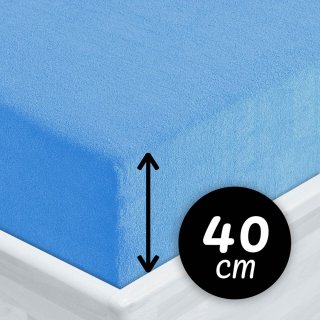 Froté napínacie prestieradlo na extra vysoký matrac FR-015 Svetlo modré - Biante.sk