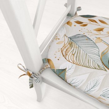 Oblý podsedák Leona LN-174 Zelené listy na režném - 39x37x3 cm - detail 1 - Biante.cz Oblý podsedák Leona LN-174 Zelené listy na režném - 39x37x3 cm - detail 1 - Biante.cz
