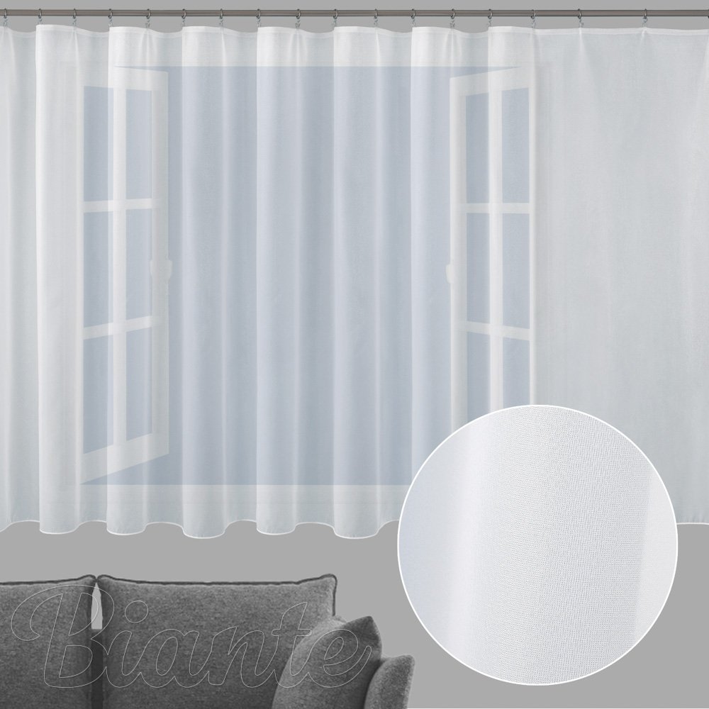 Biela hladká perleťovo lesklá záclona/organza s olovkom ZAC-032 výška 160 cm