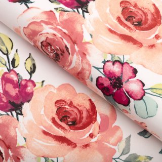 Bavlněná látka/plátno Sandra SA-669 Červeno-růžové akvarelové květy - šířka 160 cm - Biante.cz Bavlněná látka/plátno Sandra SA-669 Červeno-růžové akvarelové květy - šířka 160 cm - Biante.cz