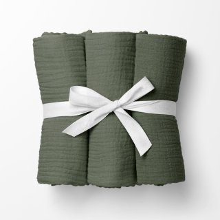 Mušelínová plienka/dečka Nature MSN-076 Zelená khaki - ZVÝHODNENÁ SADA 3 KS - Biante.sk