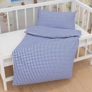Dětské bavlněné povlečení do postýlky Sandra SA-057 Modro-bílé kostičky - detail 1 - Biante.cz