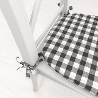 Oblý podsedák Rebeka RE-011 Sivo-biela kocka stredná - 39x37x3 cm - detail 1 - Biante.sk