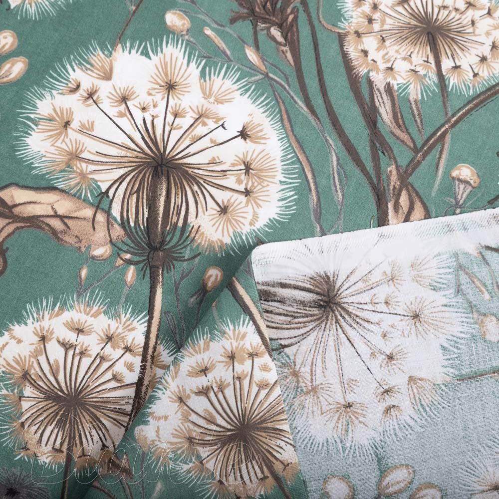 Bavlněná látka/plátno Sandra SA-716 Podzimní pampelišky na zeleném - šířka 160 cm - detail 4 - Biante.cz