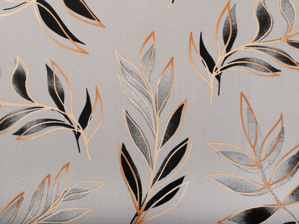 Bavlněná látka/plátno Sandra SA-437 Pnoucí listy na šedém - šířka 160 cm - detail 5 - Biante.cz