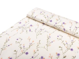 Bavlněná látka/plátno Sandra SA-382 Fialové luční kvítí na krémovém - šířka 160 cm a 220 cm - detail 1 - Biante.cz