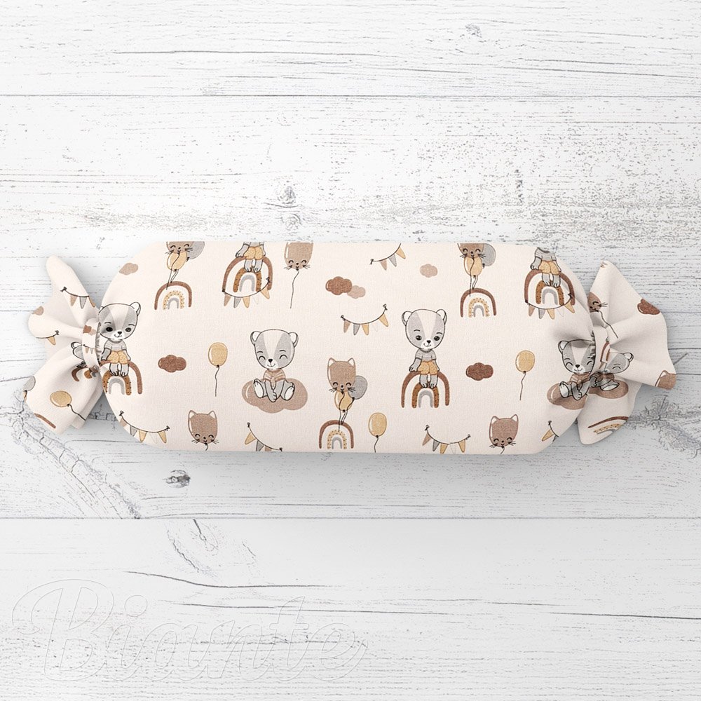 Dětský polštář válec bonbon Sandra SA-454 Medvídci s balonky na béžovém - Biante.cz