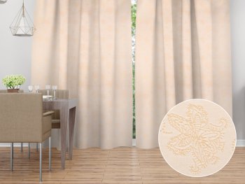 Dekorační závěs TF-099 Zlaté květované ornamenty na béžovém - Biante.cz