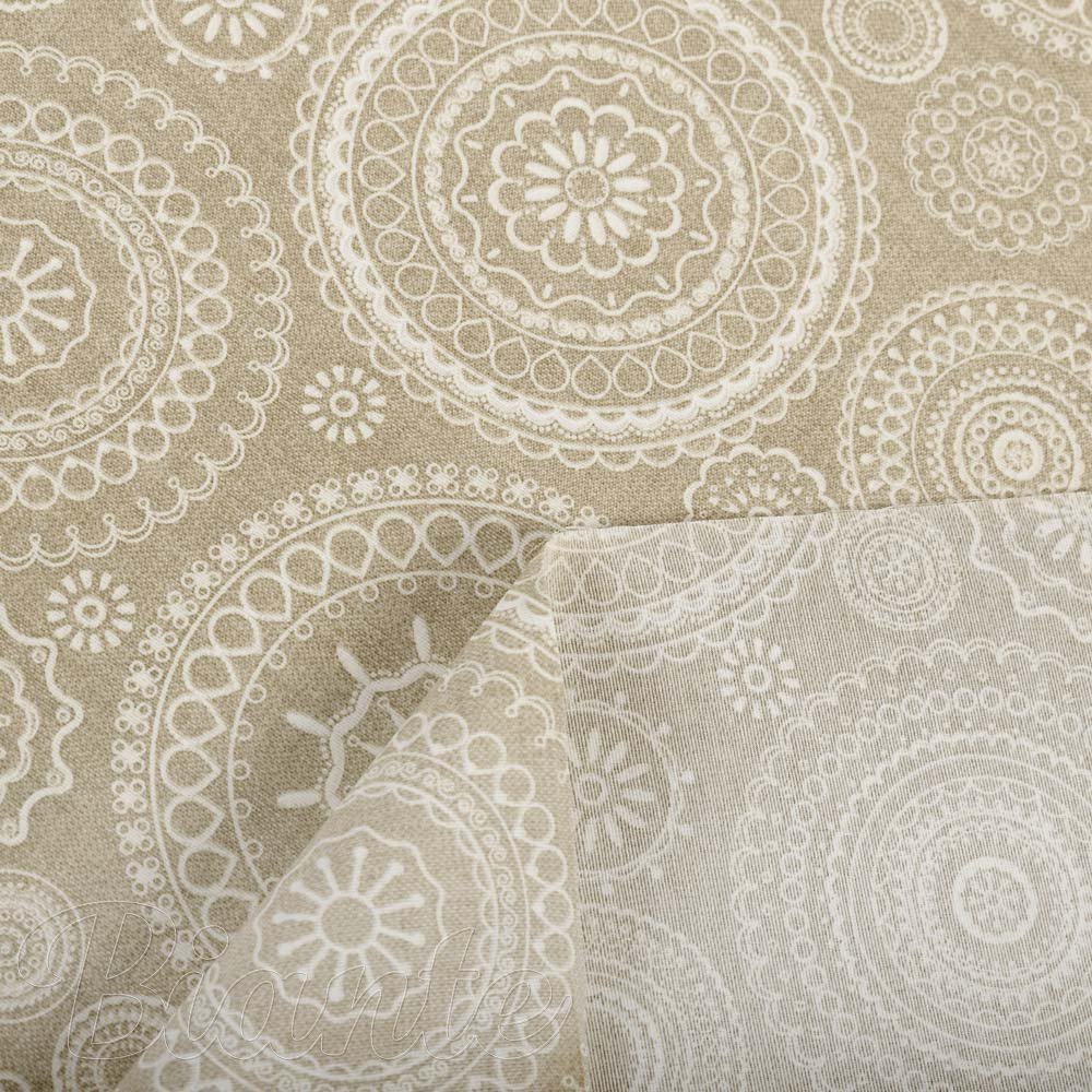 Dekorační látka Leona LN-170 Bílé mandaly na režném - šířka 140 cm a 280 cm - detail 3 - Biante.cz