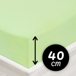 Jersey napínací prostěradlo na extra vysokou matraci JR-018 Pastelově zelené - Biante.cz