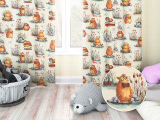 Detský bavlnený záves Sandra SA-710 Kapybary na krémovom - Biante.sk Detský bavlnený záves Sandra SA-710 Kapybary na krémovom - Biante.sk