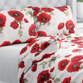 Bavlnené posteľné obliečky Sandra SA-632 Vlčie maky na bielom - Biante.sk