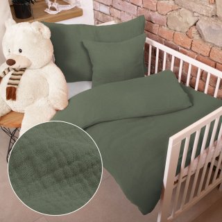 Detské mušelínové posteľné obliečky do postieľky Nature MSN-076 Zelená khaki - Biante.sk