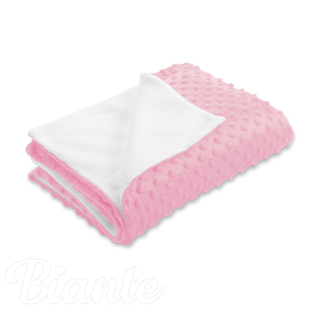 Dětská oboustranná deka Minky puntíky/Polar MKP-035 Světle růžová - Biante.cz