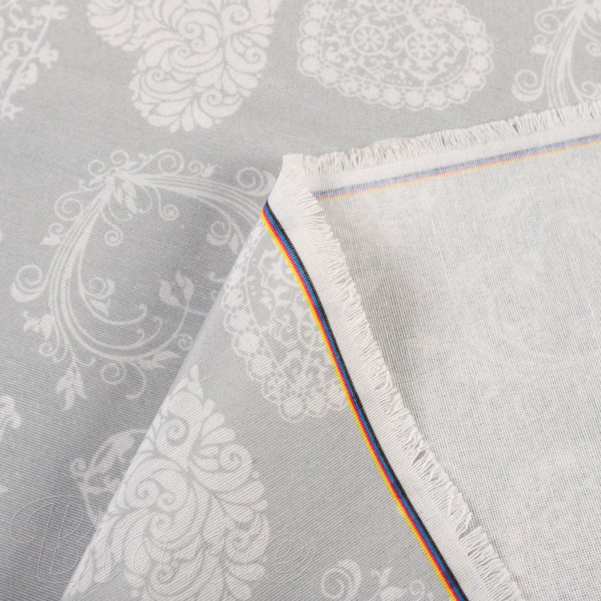 Dekorační látka PML-071 Srdce s ornamenty na šedém - šířka 150 cm - detail 4 - Biante.cz