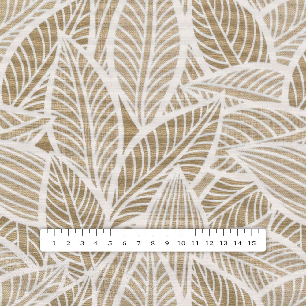 Dekorační látka Leona LN-168 Bílé listy na světle hnědém - šířka 140 cm a 280 cm - detail 4 - Biante.cz