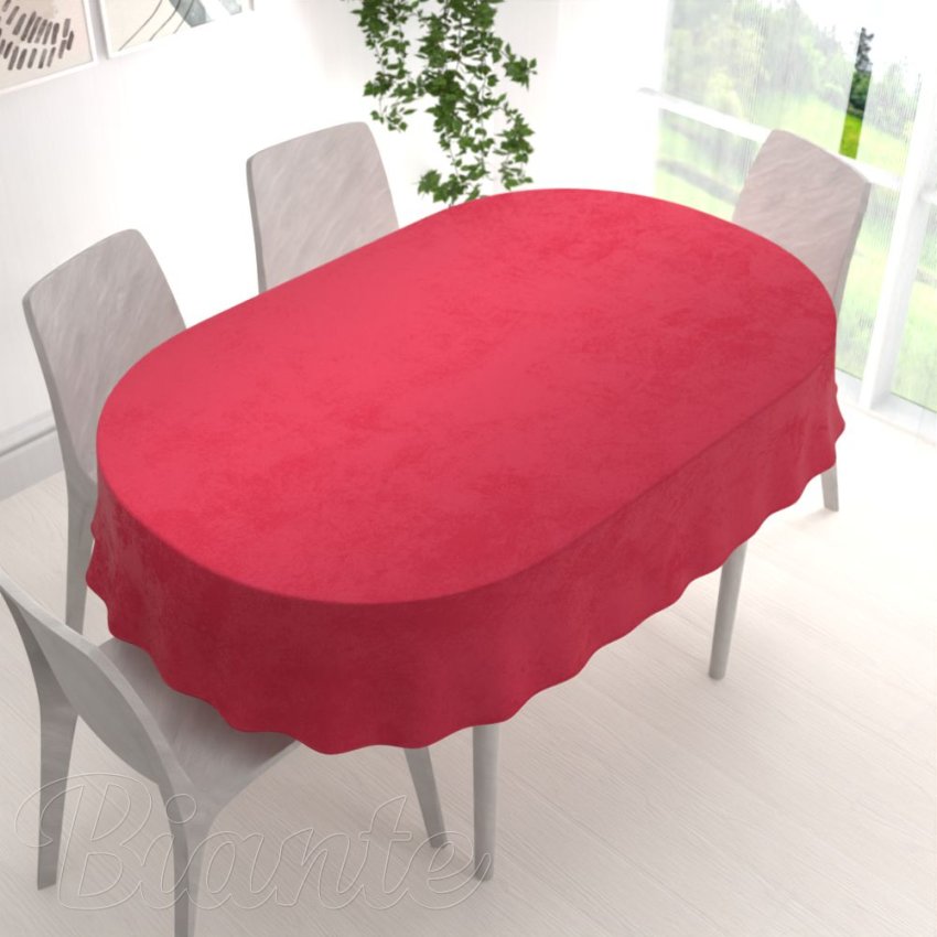Sametový oválný ubrus Velvet Premium SVP-049 Jahodově červený - detail 1 - Biante.cz