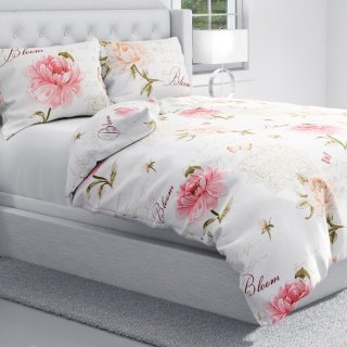Bavlněné ložní povlečení Sandra SA-683 Růžové pivoňky s motýly na bílém - detail 1 - Biante.cz Bavlněné ložní povlečení Sandra SA-683 Růžové pivoňky s motýly na bílém - detail 1 - Biante.cz