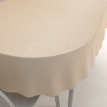 Teflonový oválný ubrus TF-092 Ornamenty - béžová light - Biante.cz