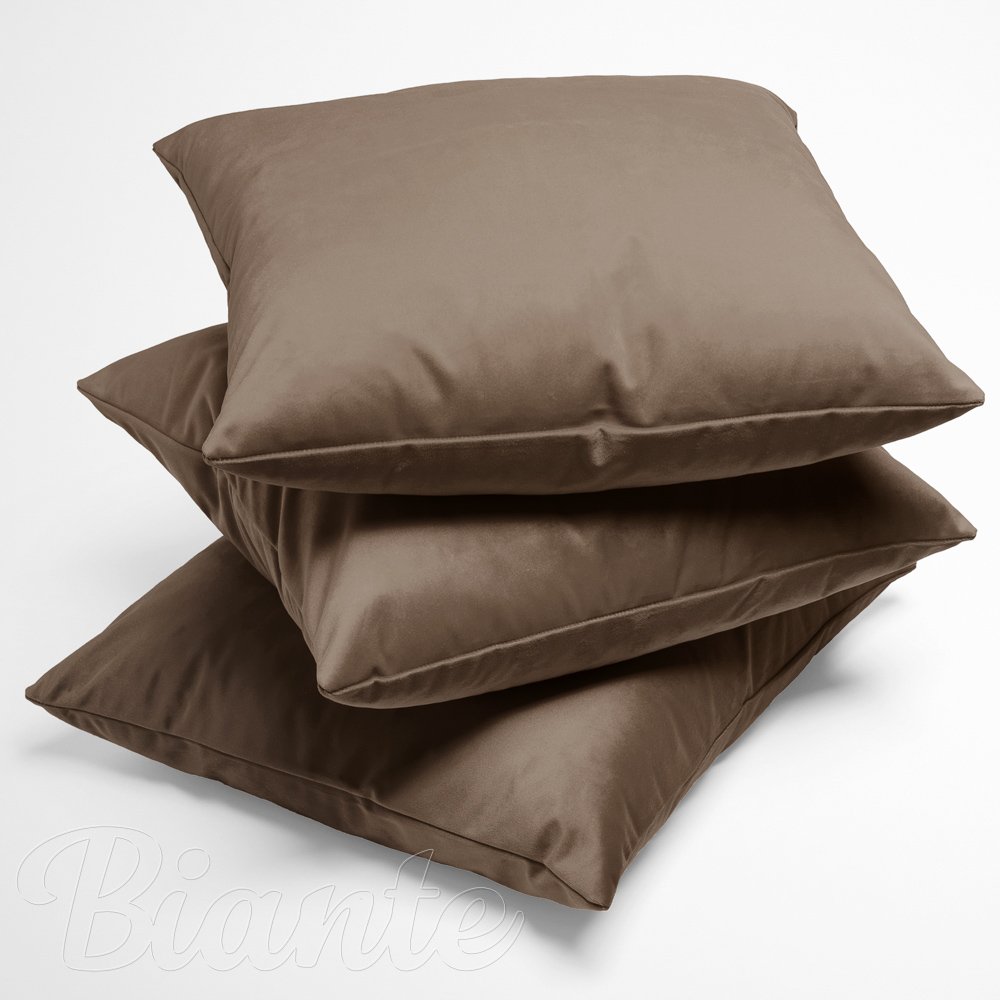 Sametový povlak na polštář Velvet Premium SVP-005 Světle hnědý 40x40 cm - SKLADEM