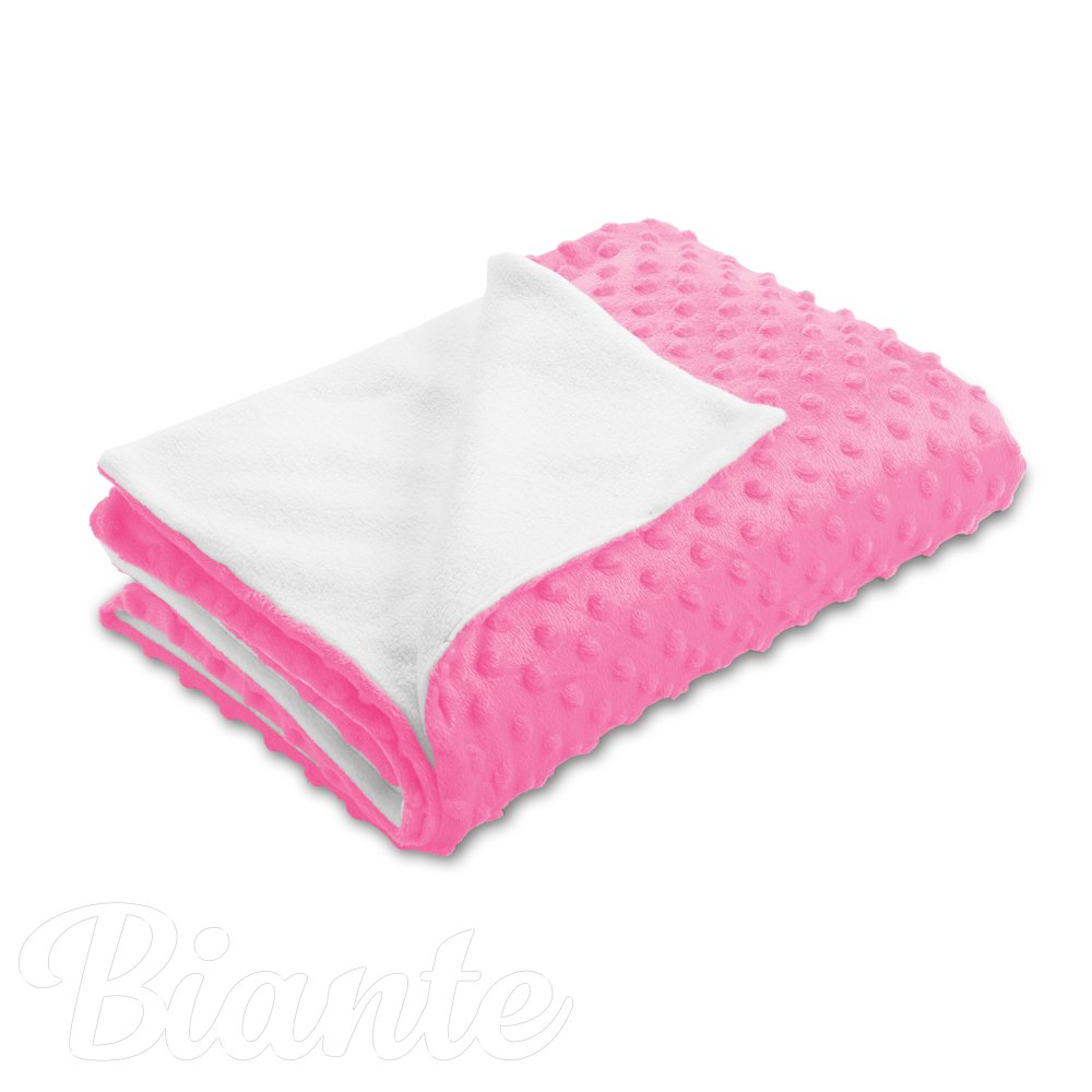 Dětská oboustranná deka Minky puntíky/Polar MKP-012 Sytě růžová - Biante.cz