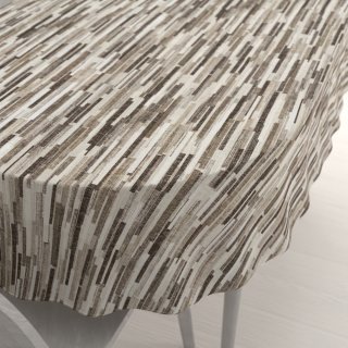 Dekorační oválný ubrus Leona LN-176 Hnědo-béžové proužky - Biante.cz