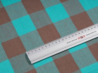Bavlnená látka Olivia OL-018 Tyrkysovo-hnedá kocka veľká - šírka 150 cm - detail 4 - Biante.sk Bavlnená látka Olivia OL-018 Tyrkysovo-hnedá kocka veľká - šírka 150 cm - detail 4 - Biante.sk