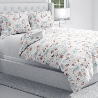 Bavlněné ložní povlečení Sandra SA-451 Žluto-hnědo-mintové růže na bílém - detail 1 - Biante.cz