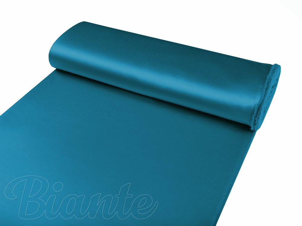 Látka polyesterový satén LUX-021 Petrolejově modrá - šířka 150 cm - detail 3 - Biante.cz