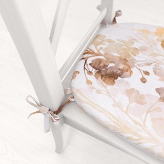 Sametový oblý podsedák Tamara TMR-008 Hnědé a šedé pnoucí rostliny - 39x37x3 cm - detail 1 - Biante.cz