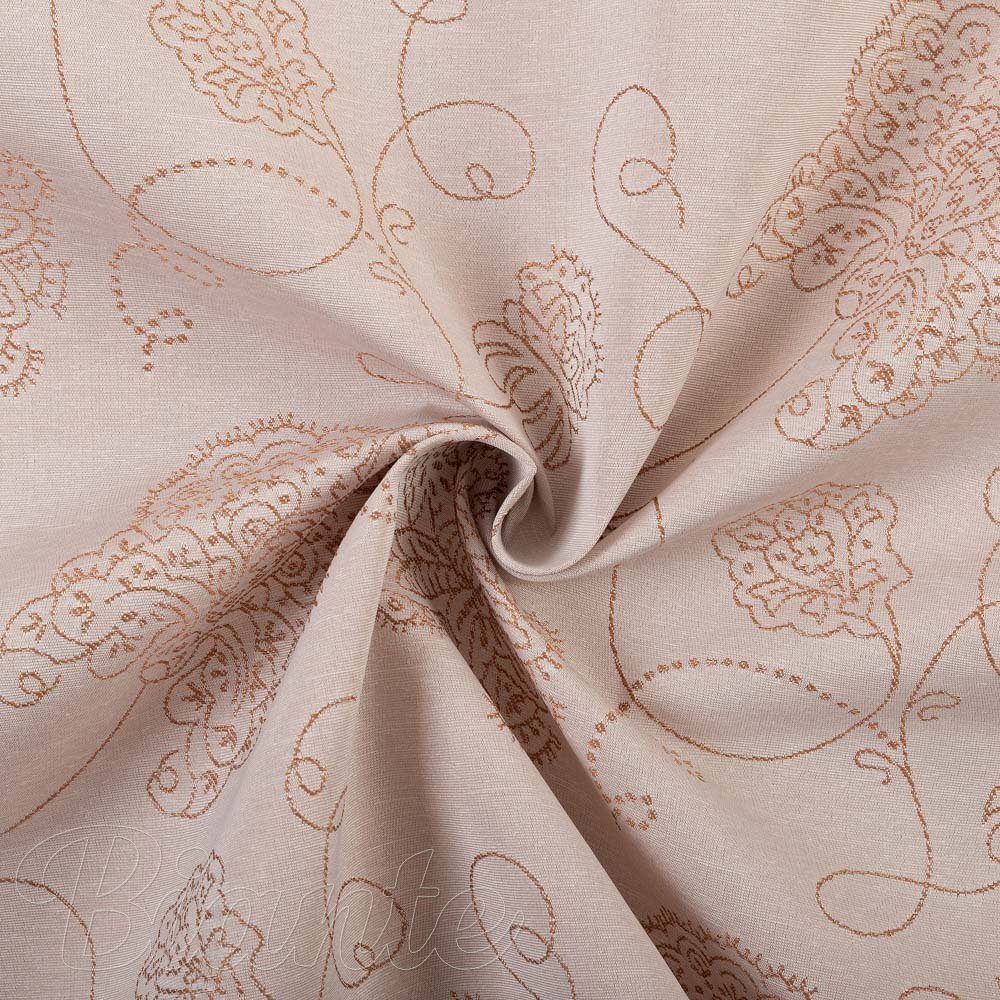 Teflonová látka na ubrusy TF-129 Hnědé květované ornamenty na šedobéžovém - šířka 180 cm - detail 3 - Biante.cz