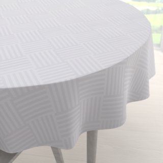 Dekorační kulatý ubrus Monako PM-124 Pruhovaná šachovnice bílá - Biante.cz