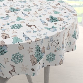 Bavlnený okrúhly obrus Sandra SA-662 Modro-zeleno-hnedý vianočný vzor - Biante.sk Bavlnený okrúhly obrus Sandra SA-662 Modro-zeleno-hnedý vianočný vzor - Biante.sk