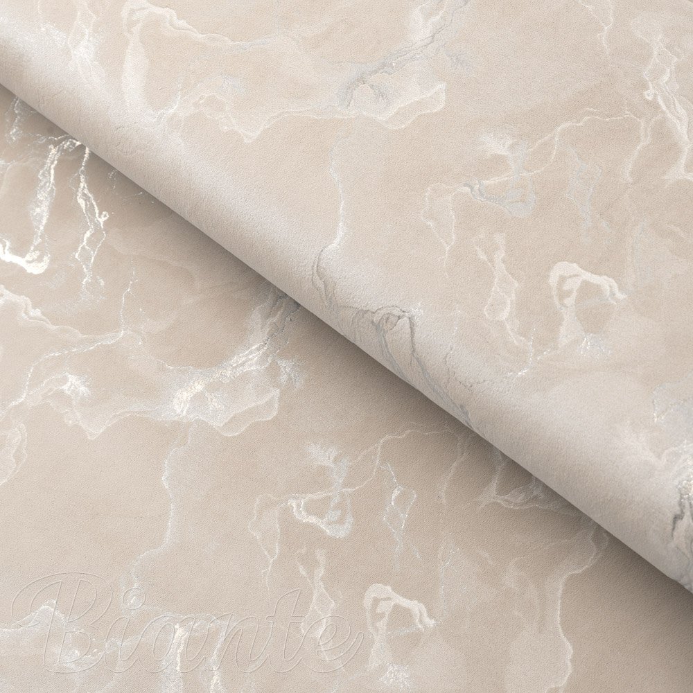 Sametová látka Isabela IBL-018 Zlatý/kouřový mramor na pudrově béžovém - šířka 280 cm - Biante.cz