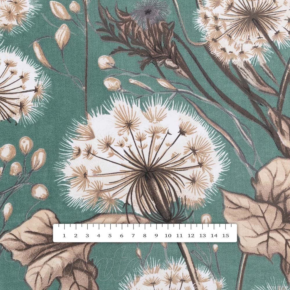 Bavlněná látka/plátno Sandra SA-716 Podzimní pampelišky na zeleném - šířka 160 cm - detail 3 - Biante.cz