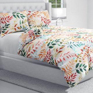 Bavlněné ložní povlečení Sandra SA-712 Podzimní větvičky s listy na bílém - detail 1 - Biante.cz Bavlněné ložní povlečení Sandra SA-712 Podzimní větvičky s listy na bílém - detail 1 - Biante.cz