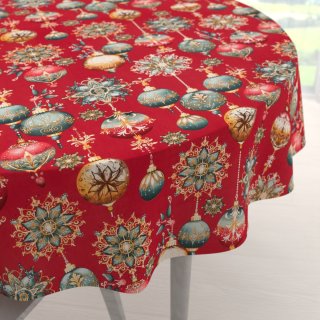 Bavlnený okrúhly obrus Sandra SA-528 Vianočné banky na červenom - Biante.sk Bavlnený okrúhly obrus Sandra SA-528 Vianočné banky na červenom - Biante.sk