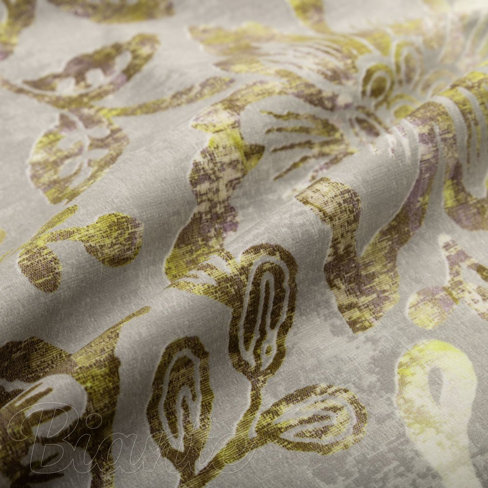 Sametová látka Tamara TMR-055 Abstraktní zelené květy na zelenošedém - šířka 150 cm - detail 5 - Biante.cz