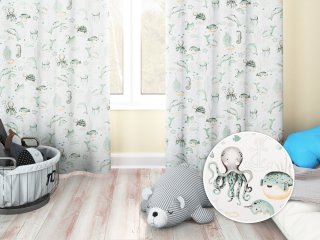 Detský bavlnený záves na mieru Sandra SA-688 Morský svet zelený na bielom - Biante.sk Detský bavlnený záves na mieru Sandra SA-688 Morský svet zelený na bielom - Biante.sk