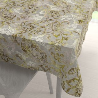 Sametový obdélníkový ubrus Tamara TMR-055 Abstraktní zelené květy na zelenošedém - Biante.cz