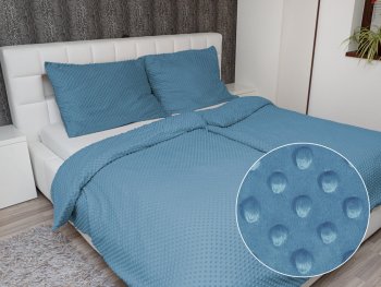 Hrejivé posteľné obliečky Minky 3D bodky MKP-044 Kovovo modrá - Biante.sk