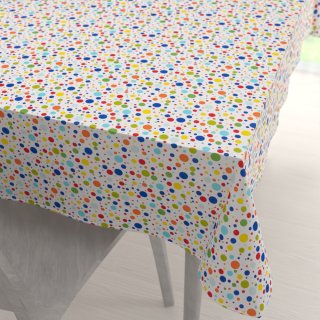 Detský bavlnený obdĺžnikový obrus Sandra SA-006 Farebné bodky na bielom - Biante.sk