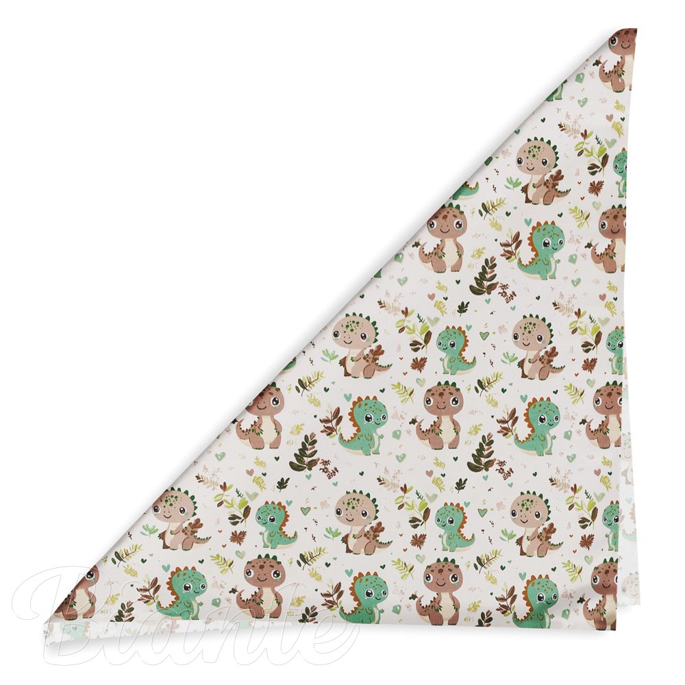Dětský bavlněný šátek Sandra SA-657 Zeleno-hnědí dinosauříci na bílém - detail 1 - Biante.cz