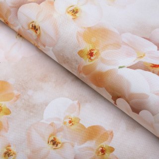 Teflonová látka na ubrusy TF-045 Orchideje na béžovém - šířka 150 cm - Biante.cz