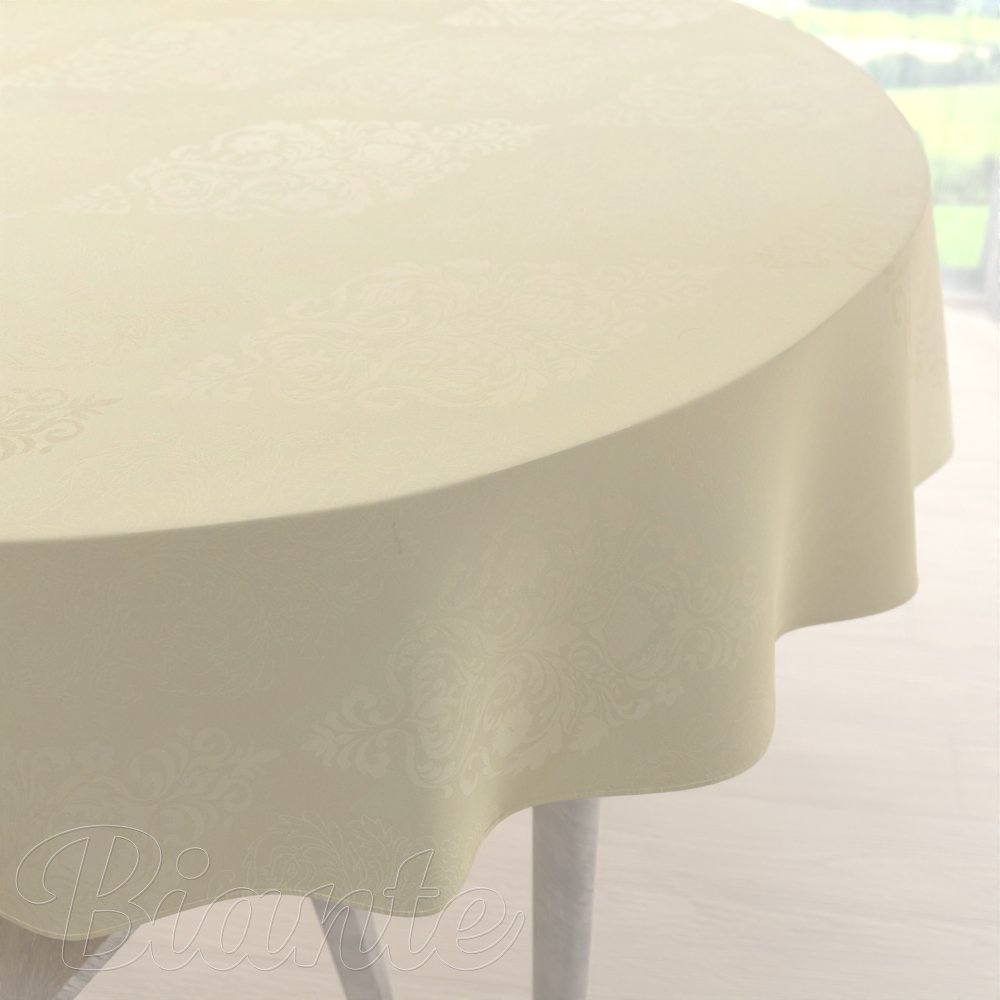 Teflonový kulatý ubrus TF-104 Světle vanilkový zámecký vzor - Biante.cz
