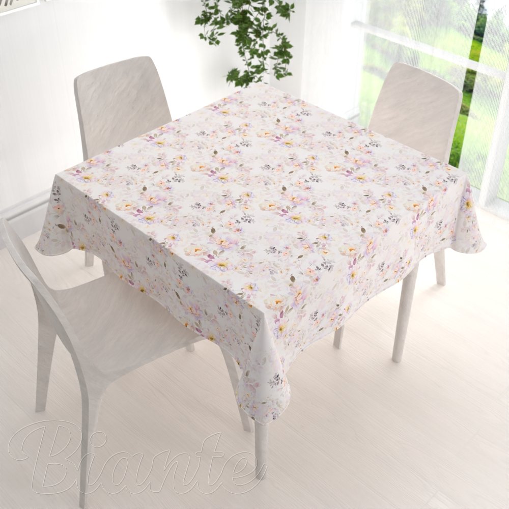 Teflonový čtvercový ubrus TF-090 Plané růže na bílém - detail 1 - Biante.cz