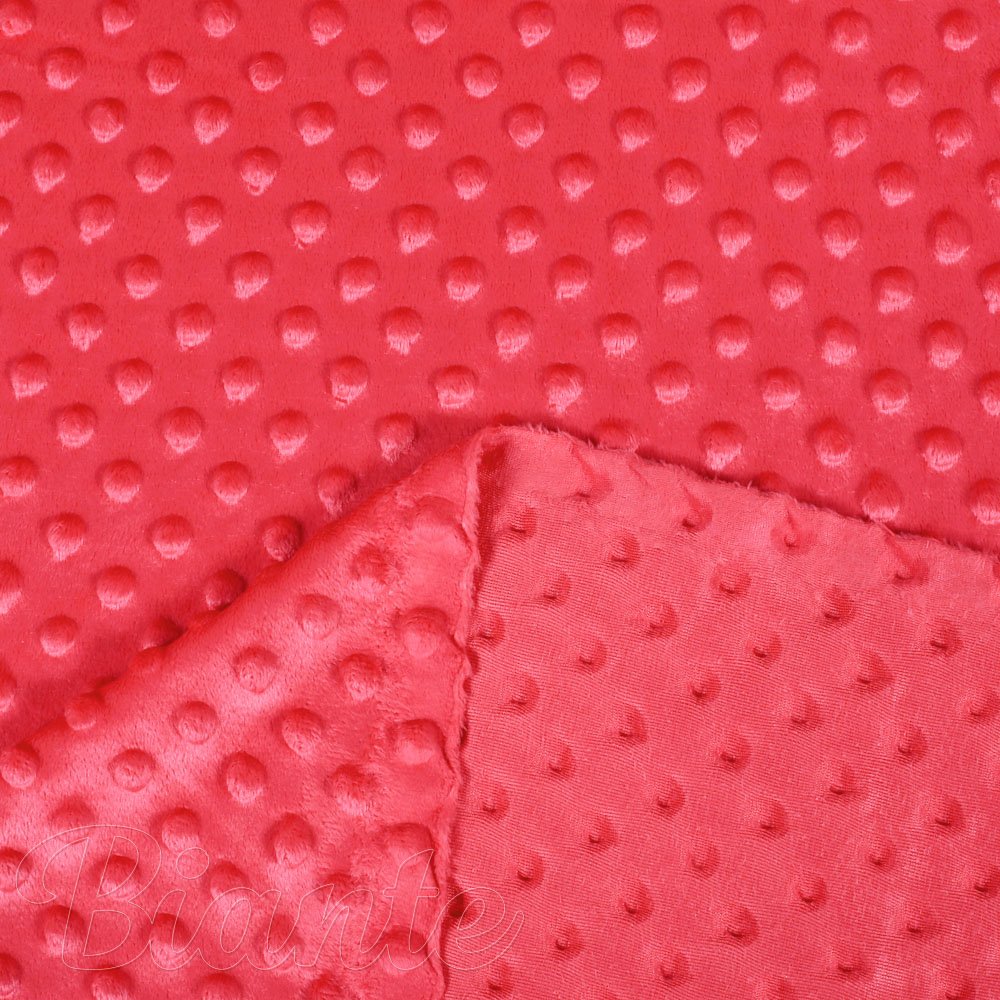 Dětská látka Minky 3D puntíky MKP-019 Jahodová červená - šířka 150 cm - detail 3 - Biante.cz